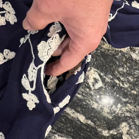 Altar'd State Navy W/Ivory Embroidered Boho Festival Dress - SIZE S - Picture 5 of 8